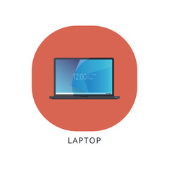 Laptop flat icon. Computer symbol. Vector illustration
