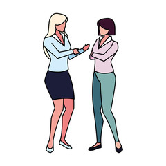 businesswomen with standing on white background