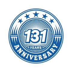 Fototapeta premium 131 years logo. One hundred thirty one years anniversary celebration logo design. Vector and illustration.