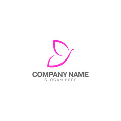Butterfly pink logo design template vector