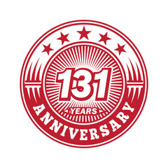 131 years logo. One hundred thirty one years anniversary celebration logo design. Vector and illustration.