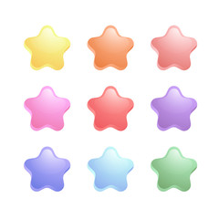 Vector set of colour badge or button for web, app, for decoration-star