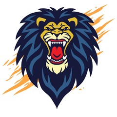 Roaring Lion Head Logo Vector Sports Mascot Design