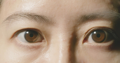 Macro shot of brown eye