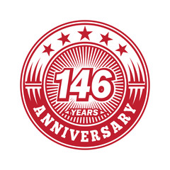 146 years logo. One hundred forty six years anniversary celebration logo design. Vector and illustration.