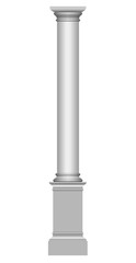 3D gray marble column on a white background 