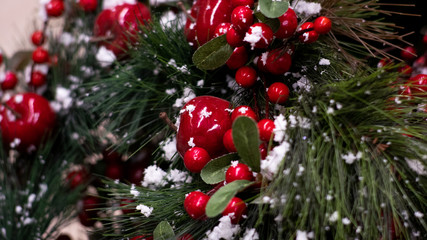 Christmas or New Year composition. Christmas decoration on abstract background.