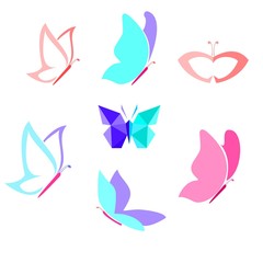 set of colorful butterflies icon vector design