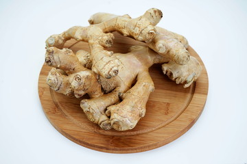 Ginger root isolated on light background. Healthy eating, weight loss, diet