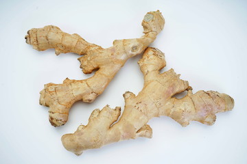 Ginger root isolated on light background. Healthy eating, weight loss, diet