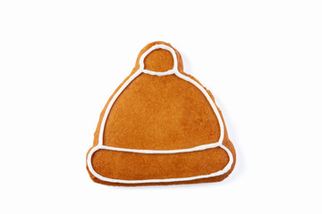 gingerbread hat cookie on white background