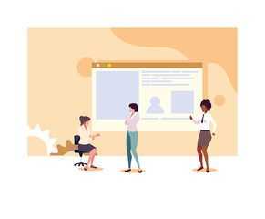 businesswomen meeting on global planning and marketing research