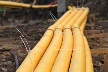 Power electric Cable instalation in the trench.