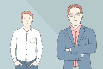 Successful business men. Hand drawn vector illustration.
