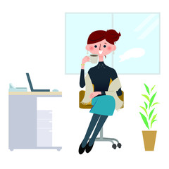 オフィスでリラックスする女性