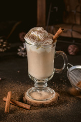 Eggnog cocktail with cinnamon for Christmas holidays
