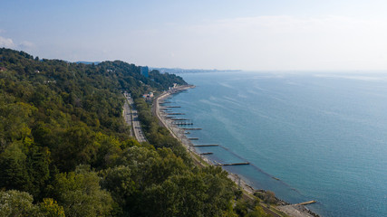 view from the top of the mountain. The resort city of Sochi from a bird's eye view