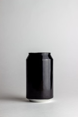 Black aluminum can on a white background. Mock-up.