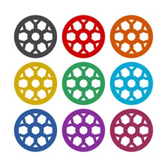 Wheel color icon set isolated on white background