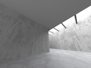 Dark concrete empty room. Modern architecture design