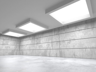 Dark concrete empty room. Modern architecture design