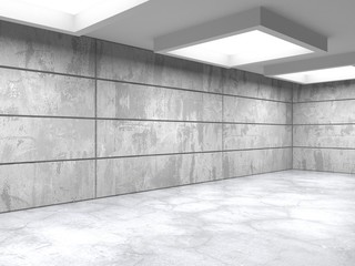 Dark concrete empty room. Modern architecture design