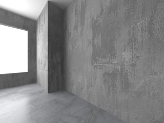 Dark concrete empty room. Modern architecture design