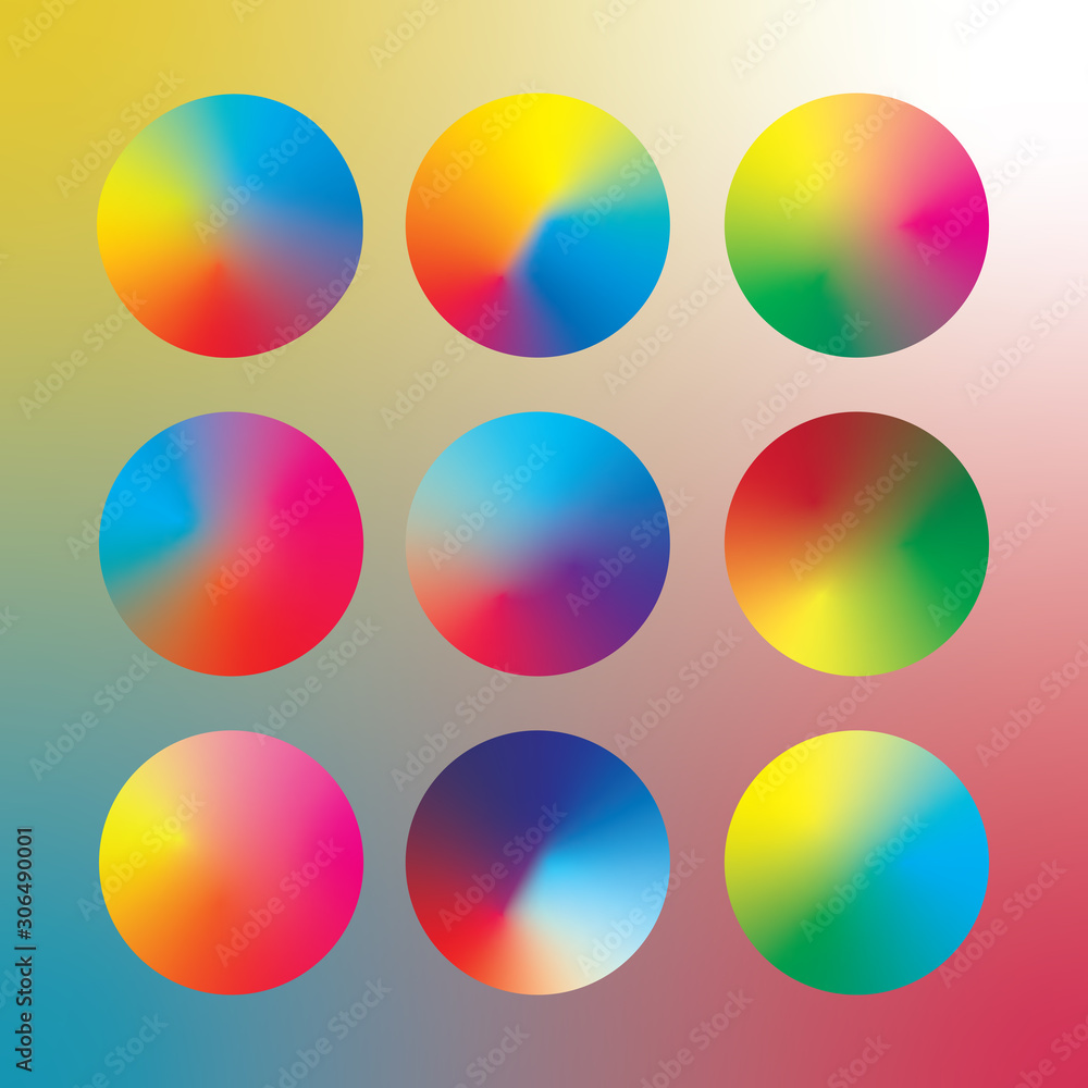 Poster set gradient colorful sphere in trendy style