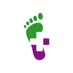 new creative podiatric feet care foot print logo design vector icon illustration template