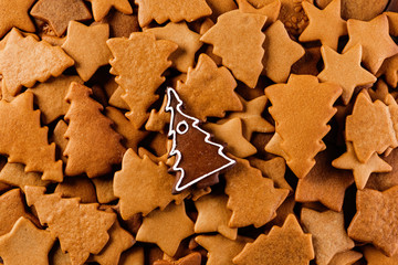 Gingerbread cookies close up. Christmas holiday concept.