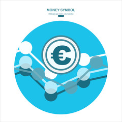 Money symbol.euro icon vector symbol flat