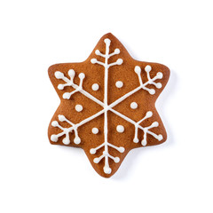 Decorated gingerbread staron white background