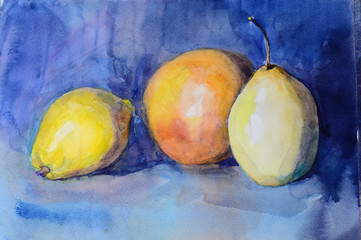 Still-life with fruits watercolor