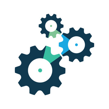 Three cog wheels or gear icon, symbol.