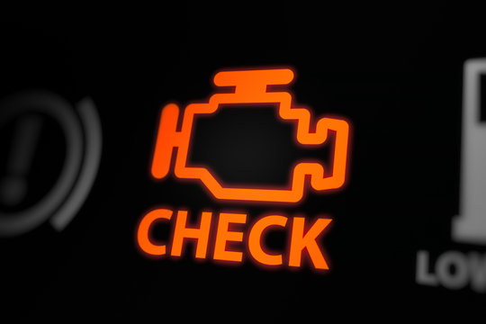 Engine Problems/Check Engine Warning Light Blinking on Car Dashboard.  