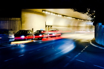 Night traffic on city streets