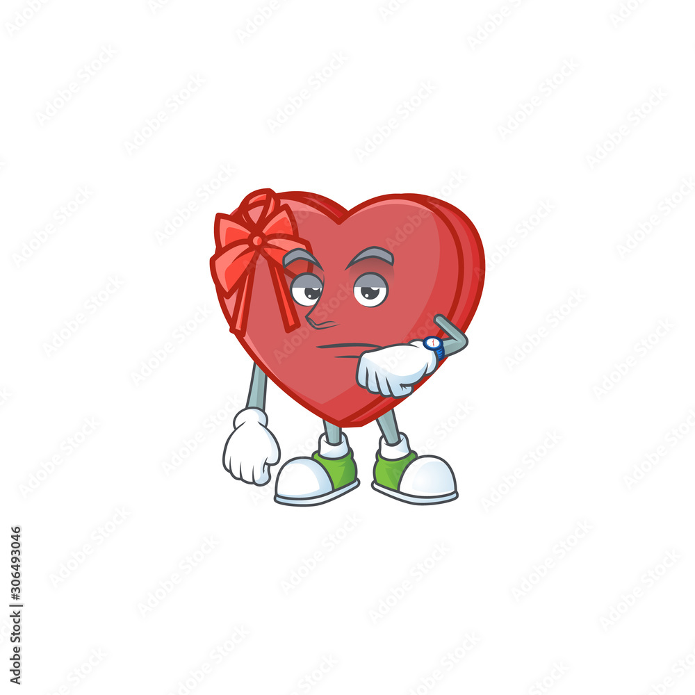 Poster Waiting love gift box on cartoon mascot style design