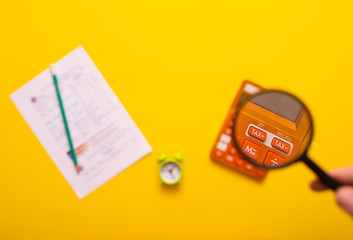 Tax word and 2019 number on calculator. Business and tax concept. Pay tax in 2019 years.