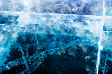 Digital painting of ice texture on surface of frozen lake