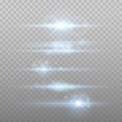 Lens flars vector illustration. Shine starlight isolated on transparent background. Glowing light effect. 