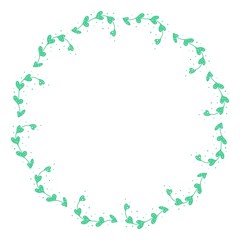 Decorative frame with green flowers in the shape of a heart. Polka dot plant. Design for Valentine s Day. Illustration for website design, magazine cover, scrapbooking, booklets. Space for text