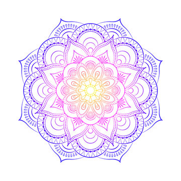 Mega mandala isolated on white background. Coloring book page antistress. Vector illustration gradient mandala for mehndi,tattoo, decor, henna. Yoga template. 