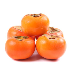 Ripe persimmon fruit isolated on white background