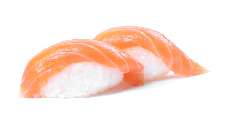 Salmon sushi isolated on white background