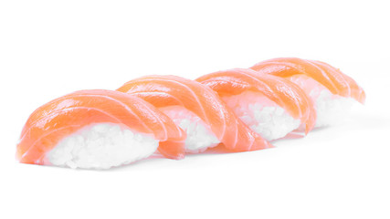 Salmon sushi isolated on white background