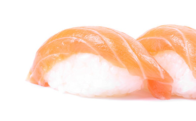 Salmon sushi isolated on white background