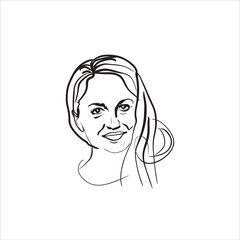 Beautiful woman's face. Ink drawing. Sketch.