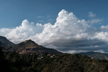 View over the mountains and sea in Sicily, Italy