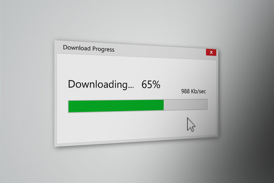 Download With Progress Bar, Closeup Process of Downloading File in Internet