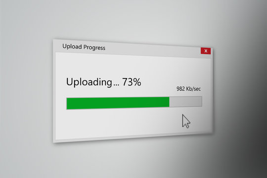 Upload With Progress Bar, Closeup Process of Uploading File in Internet